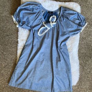 Tuckernuck Pomander Place Dress NEW Chambray Luca Blue White Eyelet Size XS